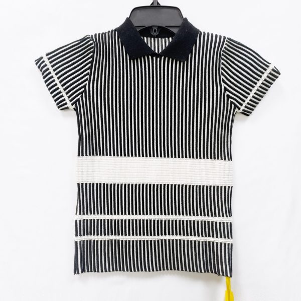 Girls' striped knitted T-shirt