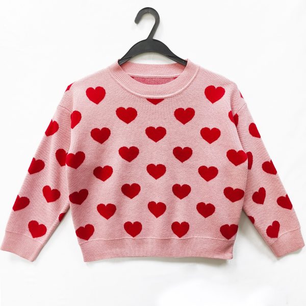 Girls' love jacquard sweater