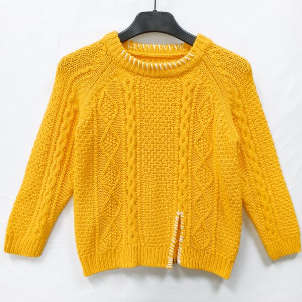 Girls' round neck coarse knit sweater