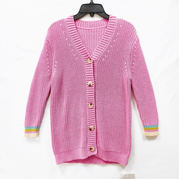 Women's spring pink cardigan sweater