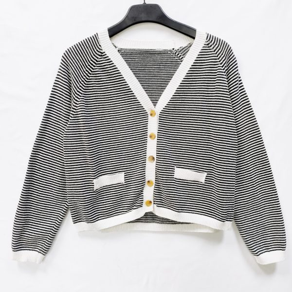 Women's classic striped cardigan sweater