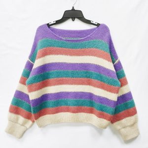 Women's colorful striped pullover sweater