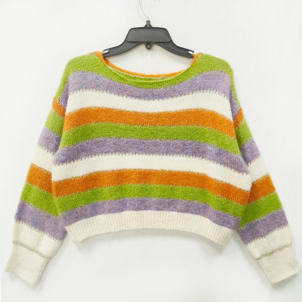 Women's mohair pullover color stripe sweater customization factory