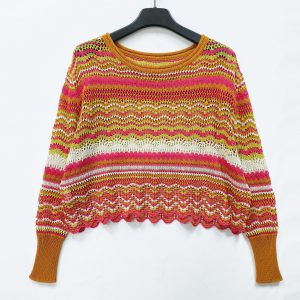 Colorful crochet pullover sweater