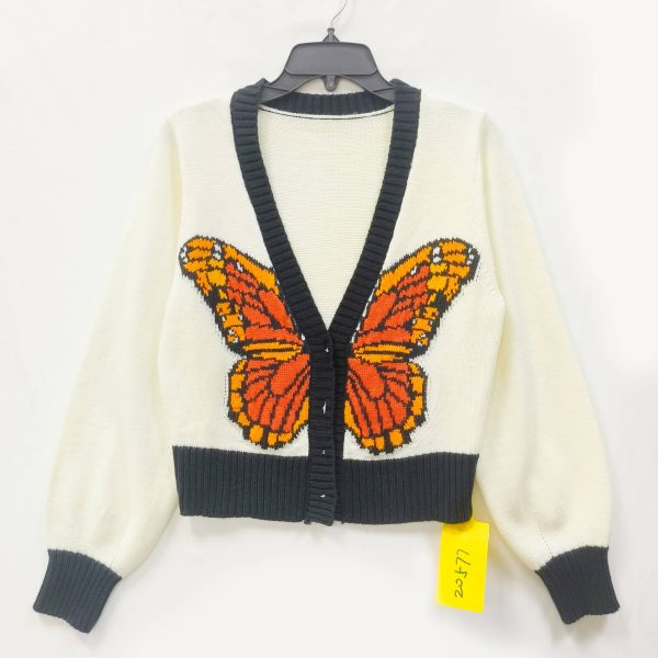 Butterfly jacquard short knitted cardigan for women