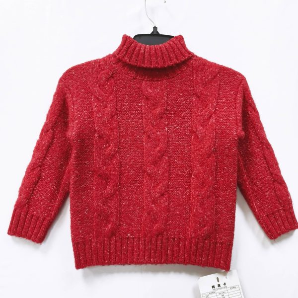 High neck thick knit girls' pullover